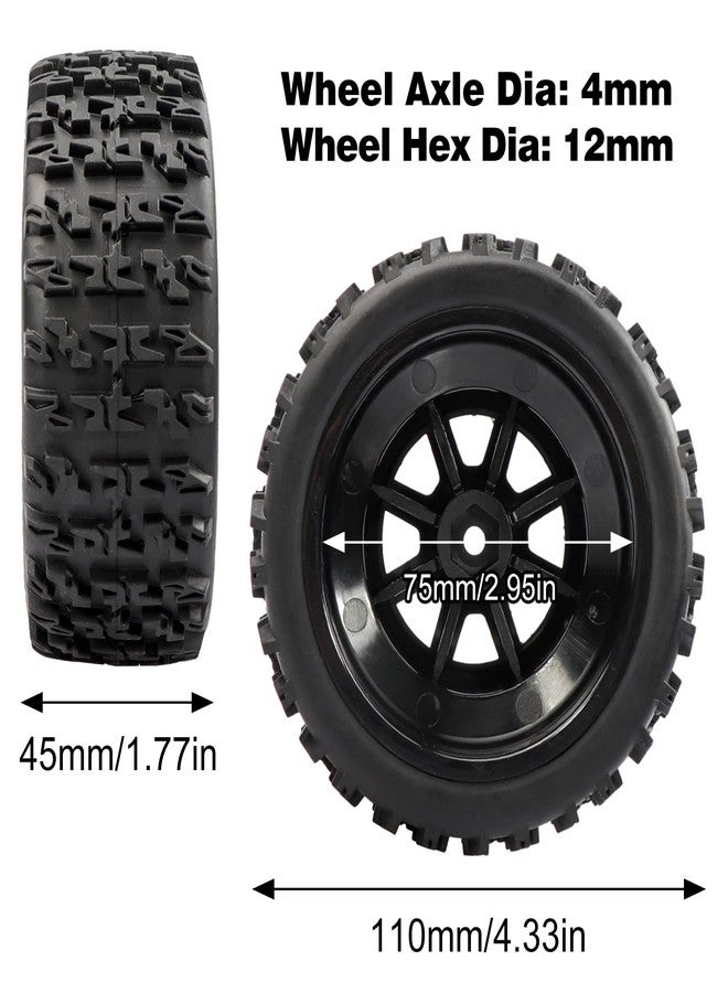 Aimrock 4-Pack 1/10 Pre-Glued 12mm Hex 3.2" Short Course SC Trucks Wheels and Tires Combo for Losi Tenacity Slash Blackout Off-Road Car - Image 2